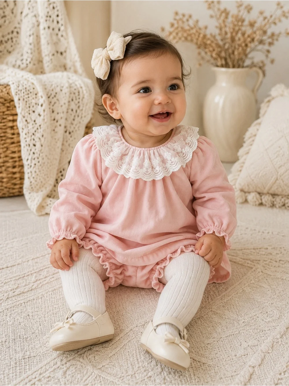 Janie and Jack Baby Velvet Collared Matching Set Pink 2-Piece 12-18M NWT
